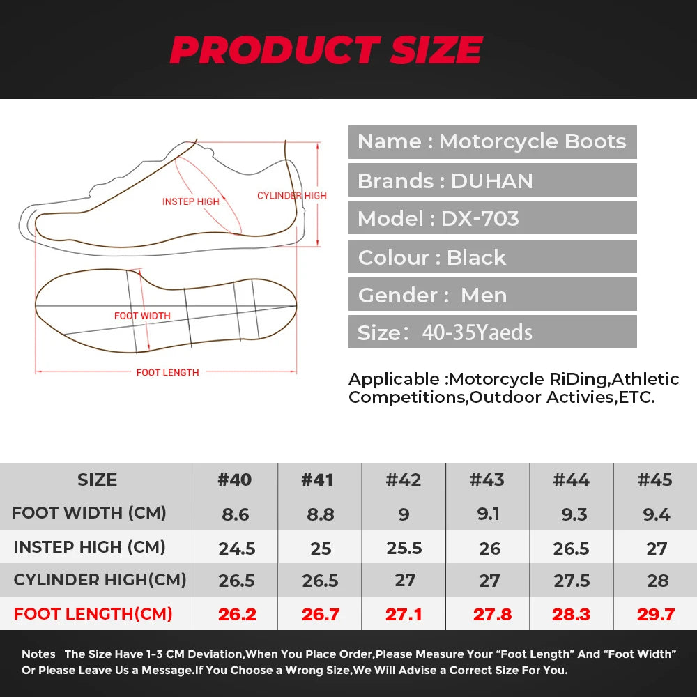 Motorcycle Boots Men Leather Waterproof Riding Black Shoes Summer Breathable Safety Motocross Motobike Thick Sole Protection
