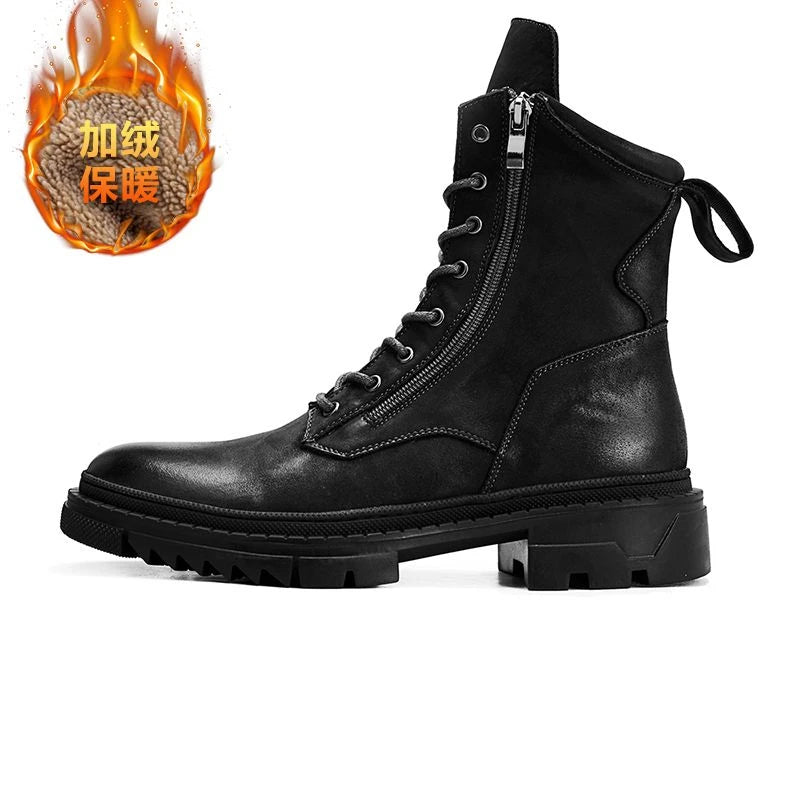 Retro Leather Motorcycle Riding Boots Riding Boots British Cool Man Handmade High-top Winter Work Shoes
