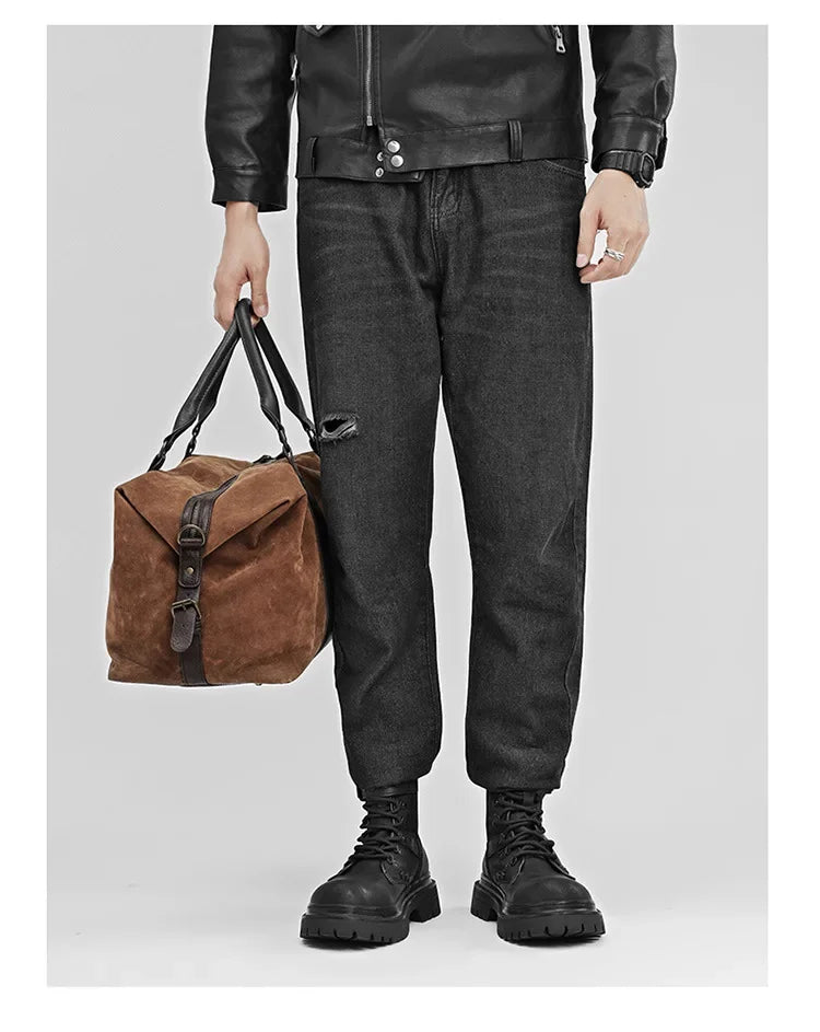 Men's boots 2025 autumn retro British style black workwear boots casual short boots versatile thick soled motorcycle boots