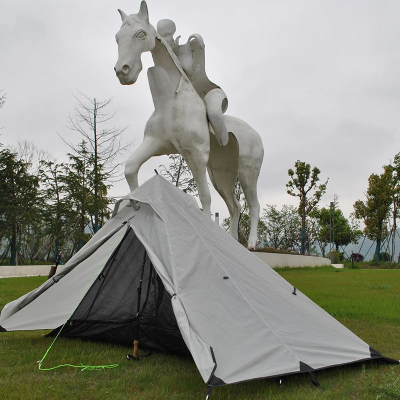 Ultralight Outdoor Backpacking Camping Tent, Trekking Pole Tent, Lightweight Poleless Tent, Waterproof, 1-2 Person, NO POLE