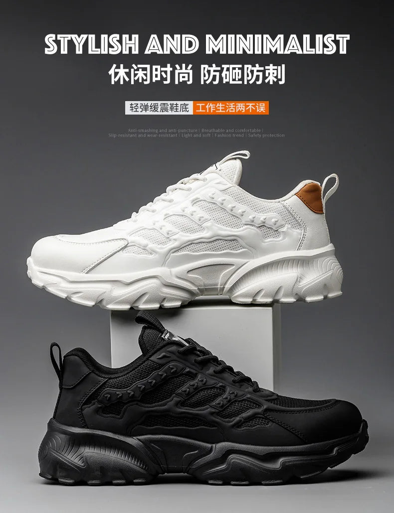 White Safety Shoes Men Steel Toe Boots Work Sneakers Anti-smash Anti-puncture Indestructible Shoes Sport Men Protective Shoes