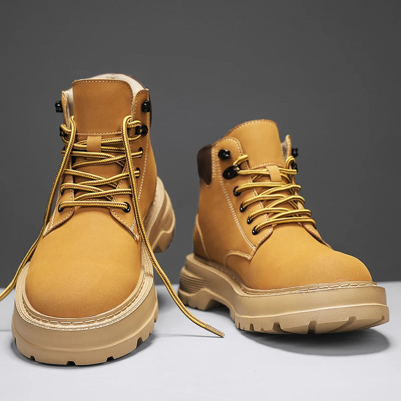 New Arrival Mens Ankle Boots Fashion Comfortable Motorcycle Boots Leisure Walk Male Basic Boots Outdoor High Top Shoes Sneakers