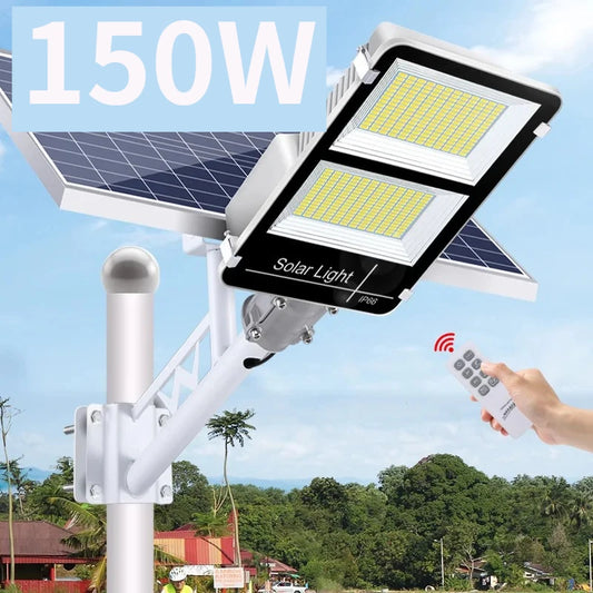 150W Powerful Solar Street Light Remote Control LED Metal Shell Radar Induction Wall Light Outdoor Lighting Split Garden Light