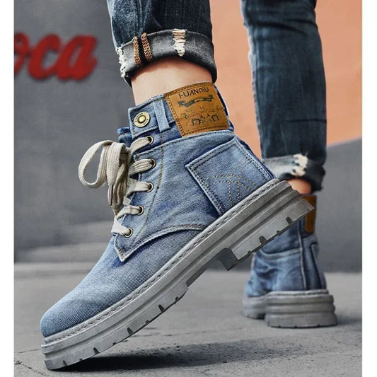 Motorcycle Riding Shoes Retro Canvas Casual Commuter Boots Protective Fall Resistant Wear Boots Riding Shoes Denim Casual Shoes