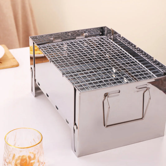 About 30X20X15cm Portable Folding BBQ Grill for Outdoor Camping Bonfire Parties Collapsible Wood-Burning