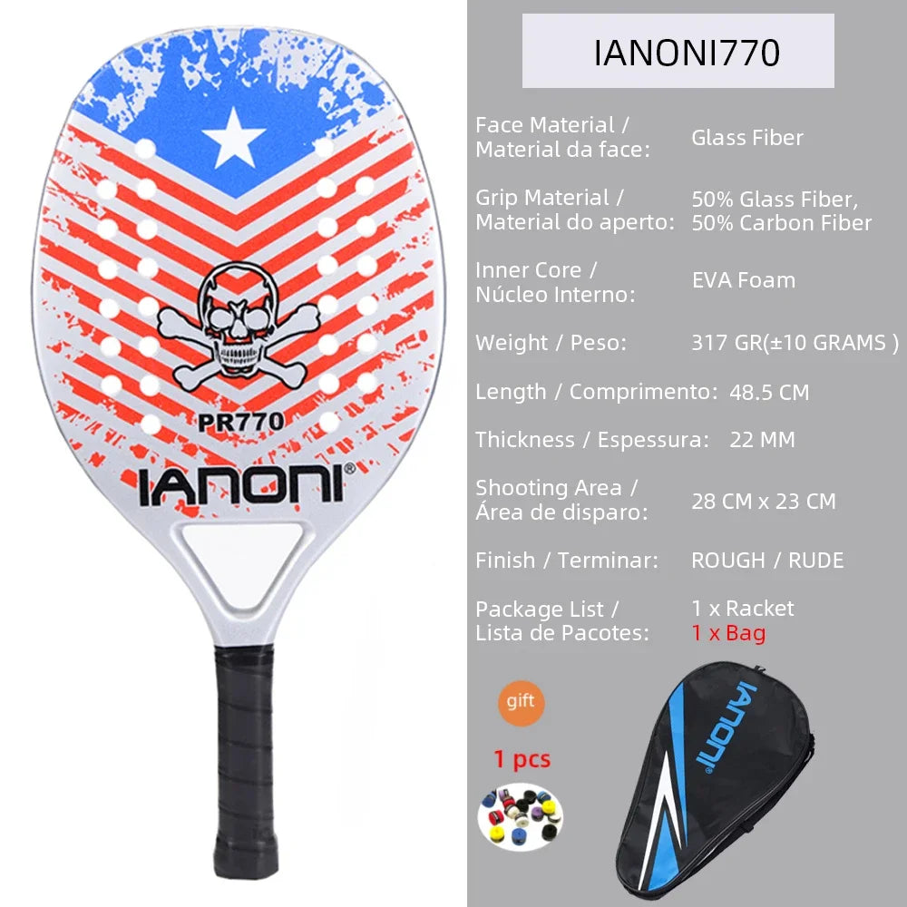New 18K 12K 3K Full Carbon and Glass Fiber Beach Tennis Racket Matte Face Tennis Racquet