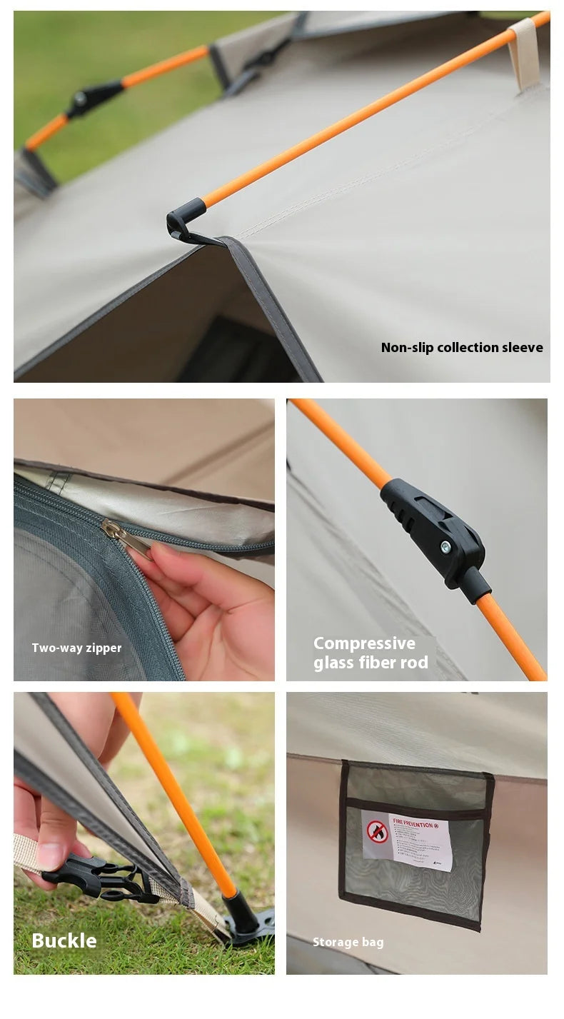 HeWolf Outdoor Double-layer Silver-coated Picnic Tent Automatic Folding Portable Waterproof Sunscreen Quick-Open Camping Tent