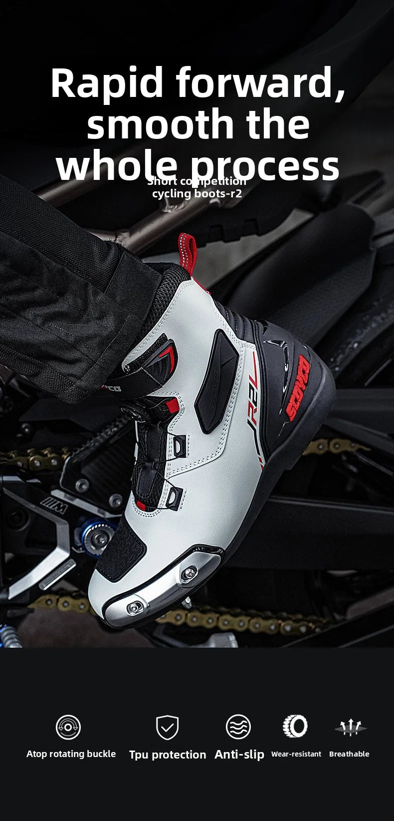 Scoyco R2 Motorcycle Riding Boots Locomotive Anti-drop Shoes Knight Competition Road Racing Shoes Men's Four-season New Products