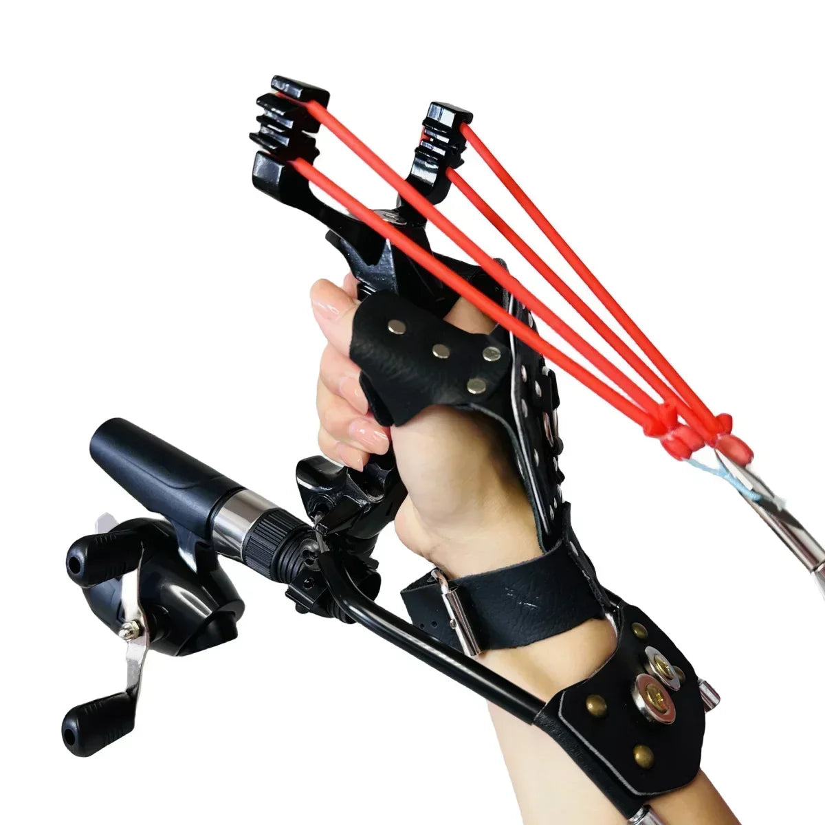 Powerful Fishing Slingshot with Wrist Rest Outdoor Hunting All-metal Material Sling Shot Large Catapult for Fishing and Ball