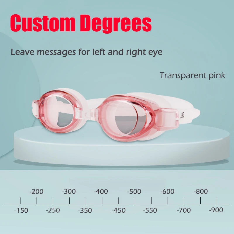 0 To -9.0 Adult Myopia Swim Eyewear Silicone Waterproof Anti Fog Diopter Swimming Goggles Custom Different Left Right Eye Degree