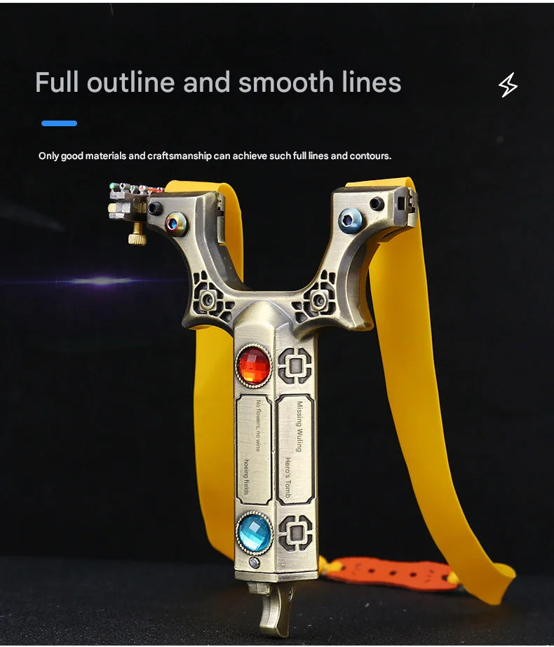 Powerful Alloy Slingshot Outdoor Hunting and Shooting Catapult High Precision Practical Quick Pressure Rubber Band Sligshot