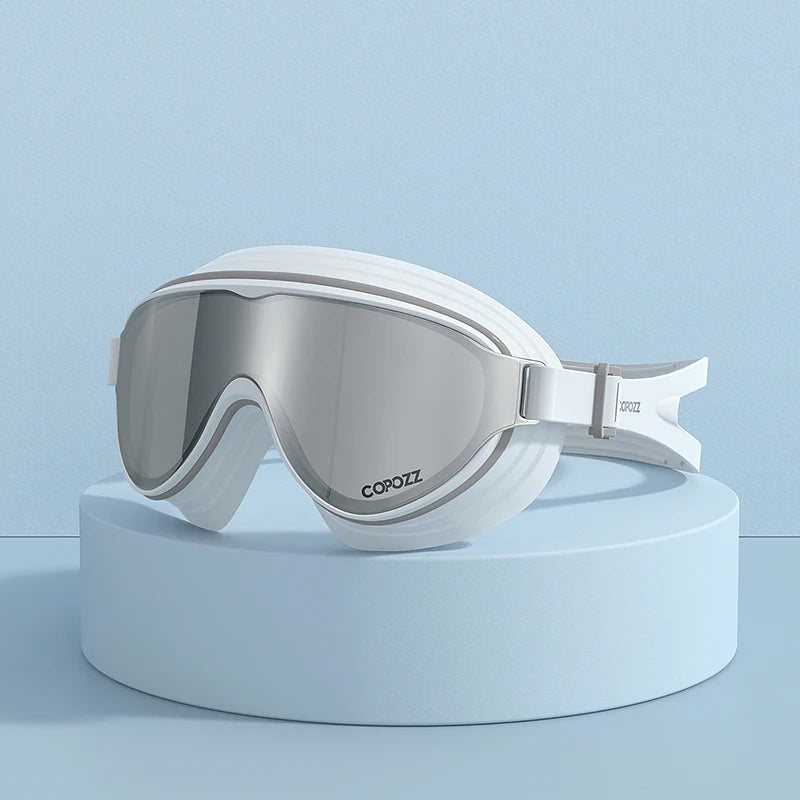 COPOZZ New Large Frame Adults Swimming Goggles Professional Plating Durable Anti Fog Comfort Eyewear Swimming Glasses Men Women