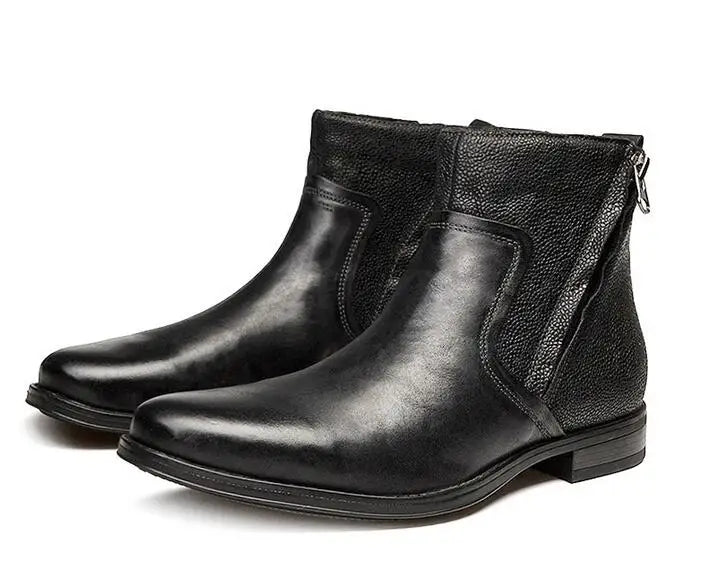 2026 Spring Autumn Ankle Boots Fashion Male Cow Genuine Leather Shoes Dual Zip Leisure Leather Boots Motorcycle Shoes Boys A049