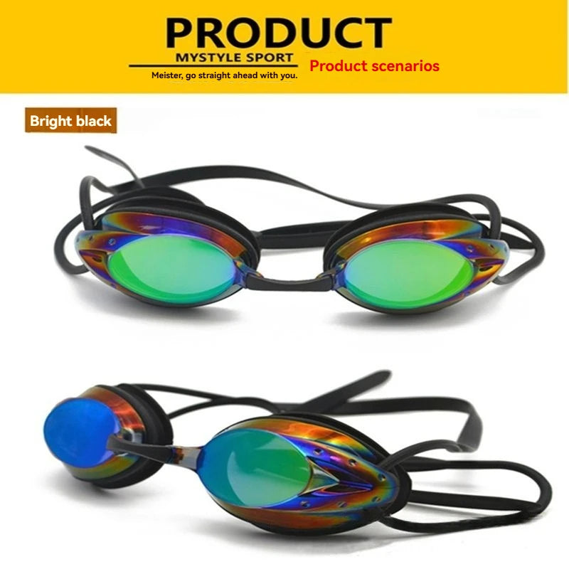 Professional Swimming Goggles Men Women Waterproof Anti-fog Cool Silver Plated Swim Glasses Comfortable Diving Pool Accessories
