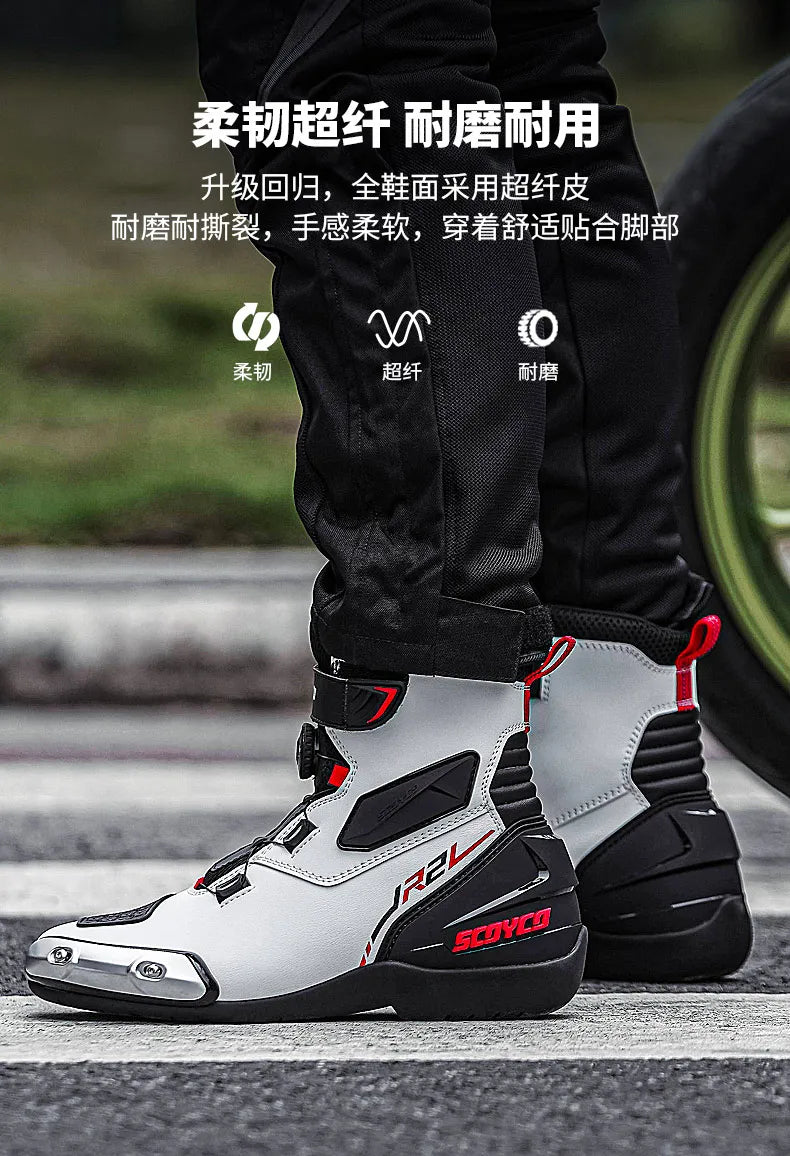 Scoyco Men's Motorcycle Riding Boots Anti-slip Motocross Shoes Anti-fall Rider Racing Road Cross-country With CE Certification
