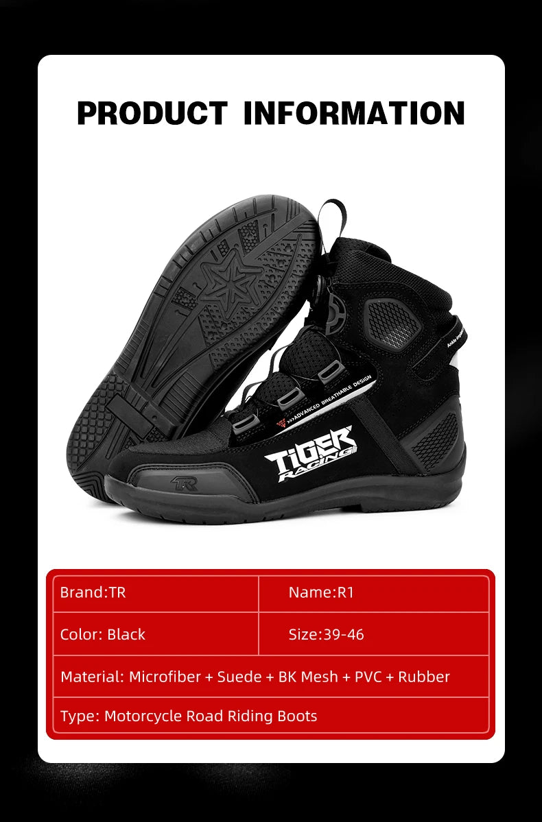 Men Motorcycle Shoes Motorcycle Boots Anti-Fall Motorcycle Equipment Wear-Resistant  Studded Boots Motocross Boots