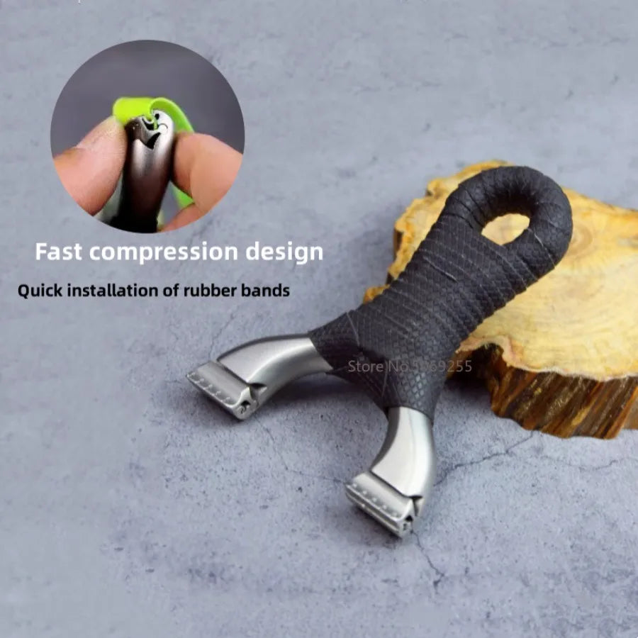 Stainless Steel Hunting Slingshot Quick Pressure Installation Rubber Band Professional Shooting Catapult for Tactical Game Toys