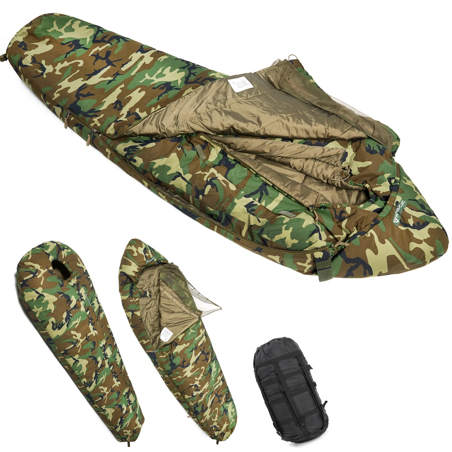 MT Military Modular Infantry Tactical Mummy Sleeping Bags, Army Force Defence 4 & Tropen Sleeping System 2.0 Camouflage