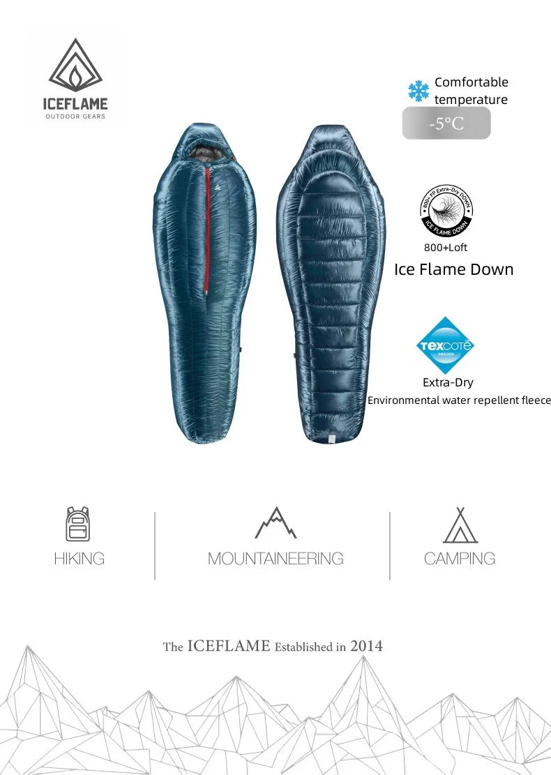 Ice Flame HW 20D Nylon Ultralight Mummy White Goose Down Sleeping Bag Outdoors Camping Keep Warm Duck Down Adult Equipment