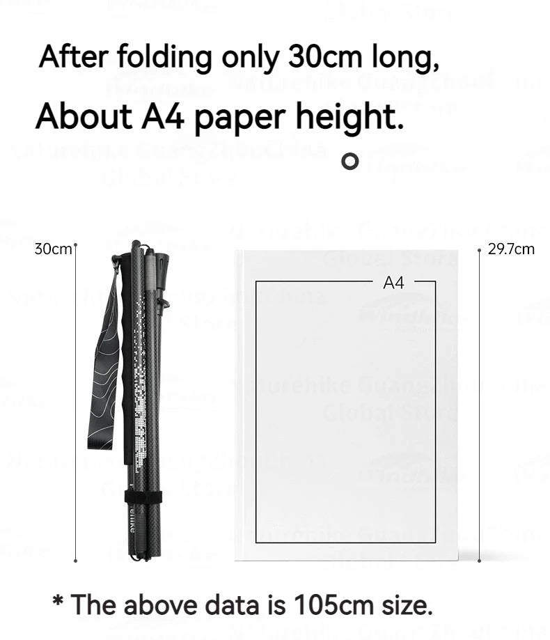 Naturehike 3K Carbon Fiber Collapsible Telescopic Sticks Trekking Pole Folding Portable Walking Stick Staff for Hiking Climbing