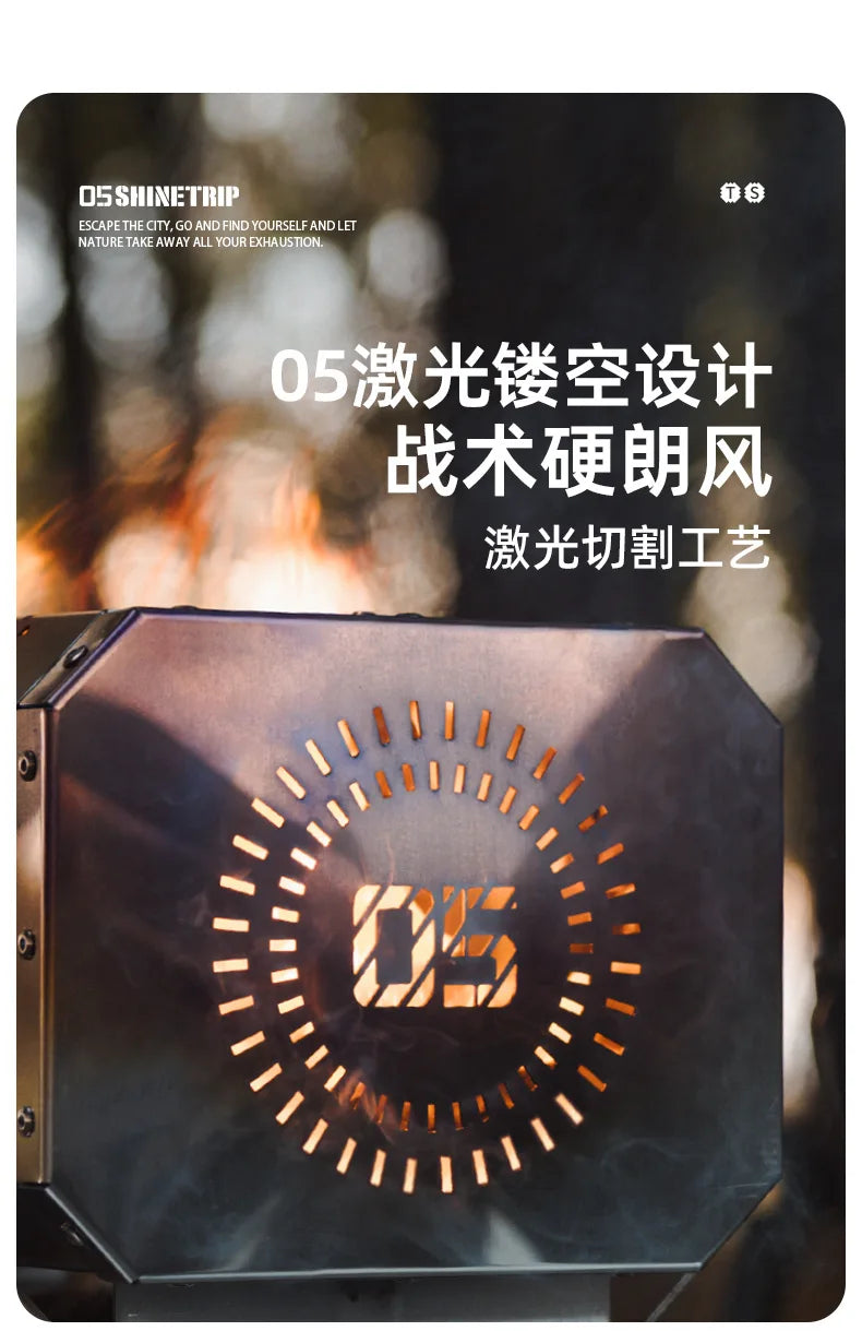 ShineTrip Outdoor Camping Stove Beacon Tower Desktop Barbecue Stove Stainless Steel Strong Firewood Burner Camping Furnace