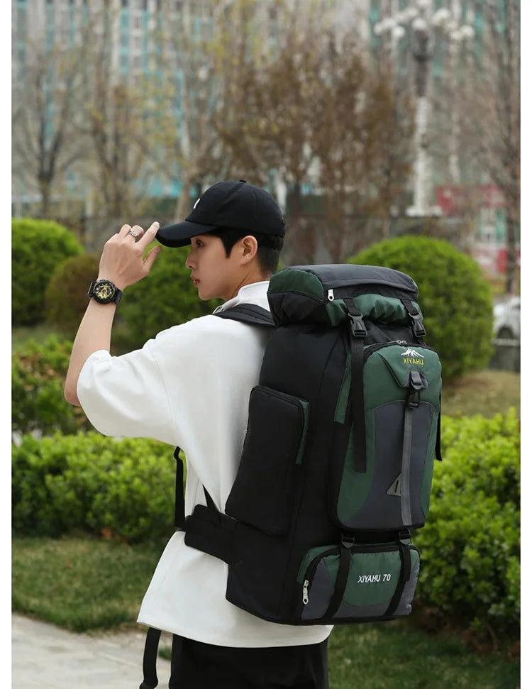 70L Outdoor Hiking Mountaineering Bag Large Capacity Waterproof Sports Travel Backpack Men Women Camping Climbing Bags Rucksack