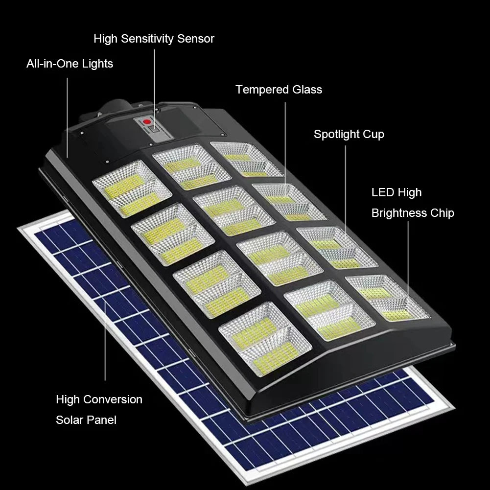Solar Motion Sensor Street Lights Waterproof 8000LM Outdoor Flood LightsAuto Dusk to Dawn for Garden,Driveway,Yard