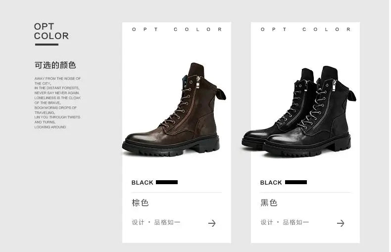 Retro Leather Motorcycle Riding Boots Riding Boots British Cool Man Handmade High-top Winter Work Shoes