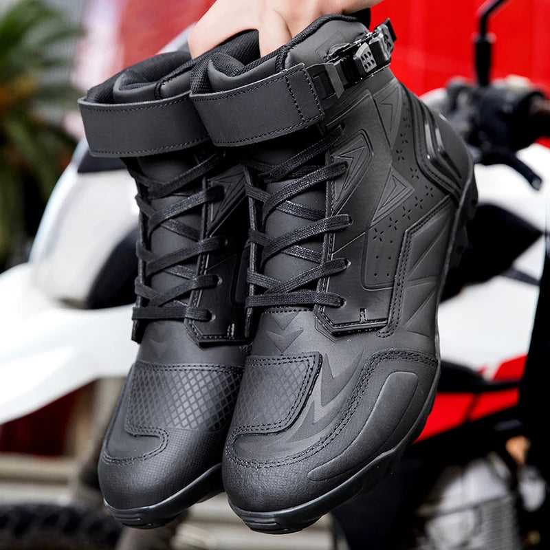 New Motorcycle Boots Men Breathable Motos Riding Boot TPU Protect Men's Motorcycle Shoes Anti Slip Motorbike Ankle Length Boots