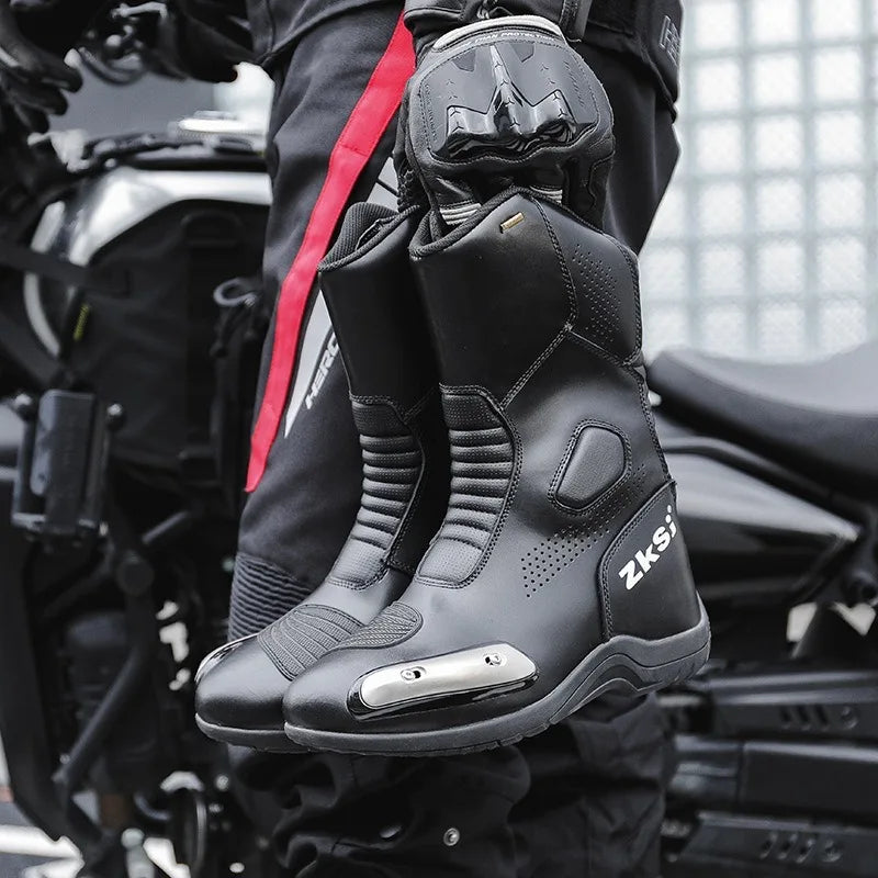 Motorcycle Shoes Full Leather Motocross Boots with Shifter Guard Cafe Boots Enduro Boots for Touring&hiking Moto Protection Gear