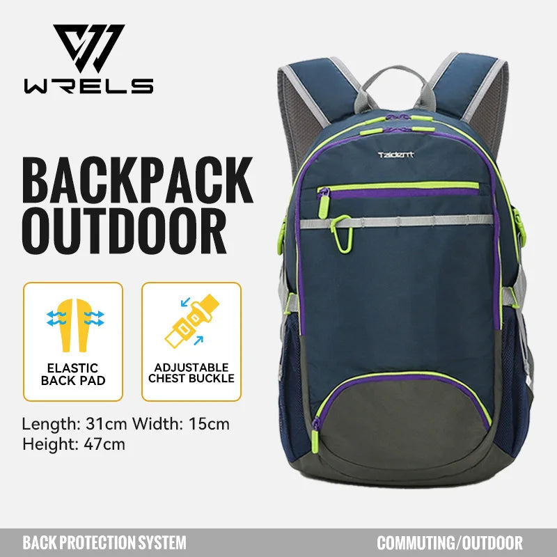 WRELS Backpack Camping Bag Large Capacity Backpack Lightweight Waterproof Mountaineering Bag Breathable Casual Travel Backpack