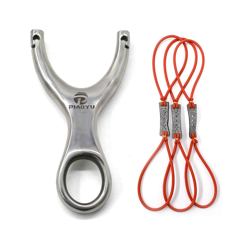 Stainless Steel Slingshot Metal Slingshot Catapult Powerful Hunting Equipment Portable Shooting Leisure Toy With Rubber Band