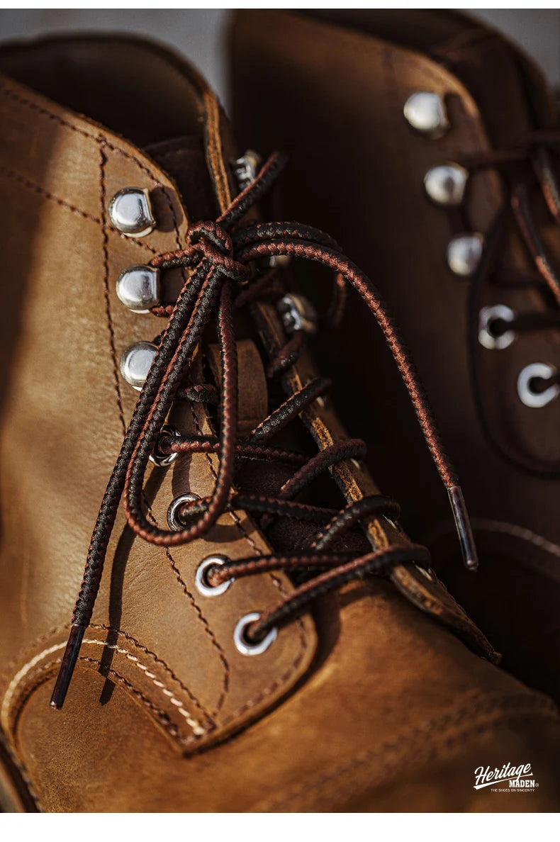 Maden First Layer Cowhide 8111 Ankle Boots Vintage Genuine Leather Paratrooper Motorcycle Boots Men's Fall Winter Casual Shoes