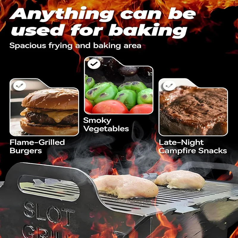 Outdoor Camping Folding Barbecue Stainless Steel Portable Charcoal Barbecue Grill Outdoor Camping Tools Durable with Handles