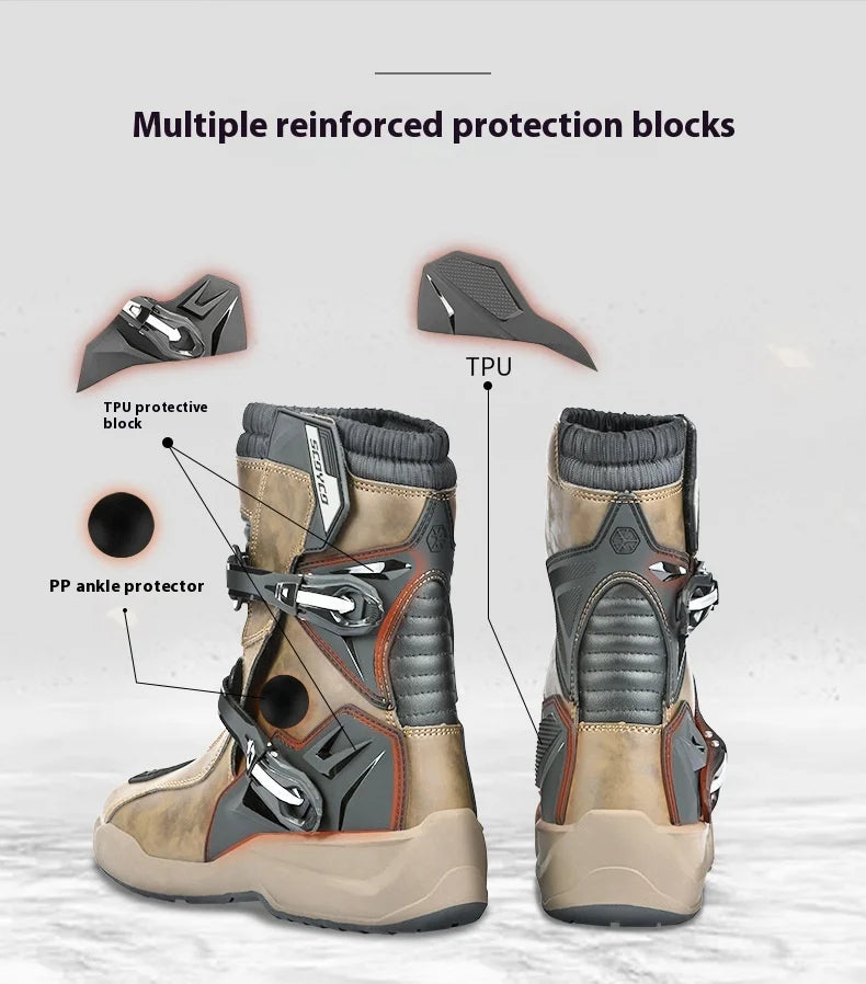 SCOYCO Motorcycle Anti-fall Riding Shoes Anti-slip Wear-resistant Waterproof Boots Protective Motorcycle Off-road Equipment Men