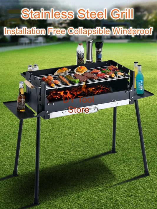 Outdoor Grill Courtyard Portable Household Charcoal Stainless Steel Barbecue Stove Camping Stove Barbecue Stove