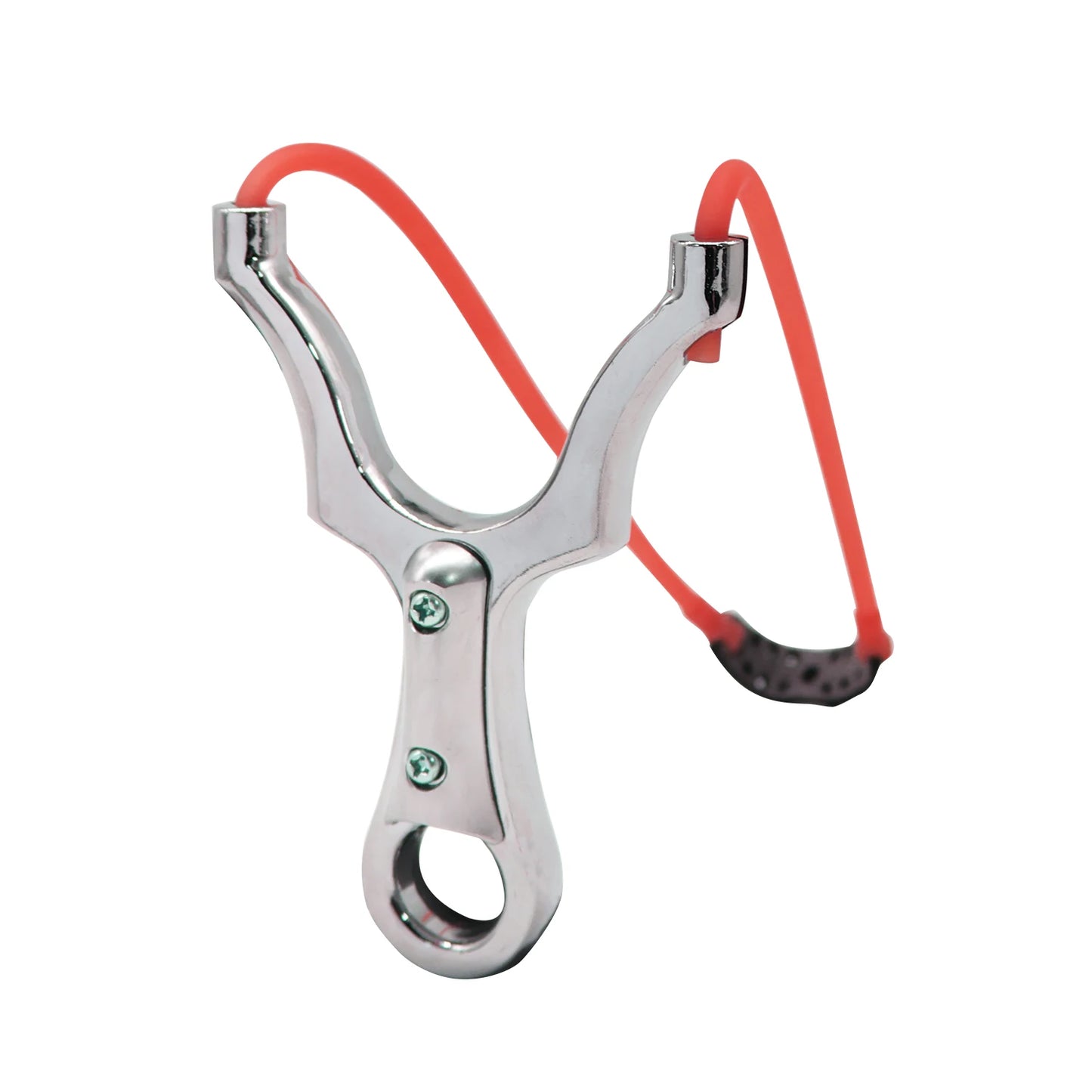 Silver Zinc Alloy Metal Slingshot High-quality Round Tube Rubber Band Elastic Launcher High-power Hunting Shooting Slingshot