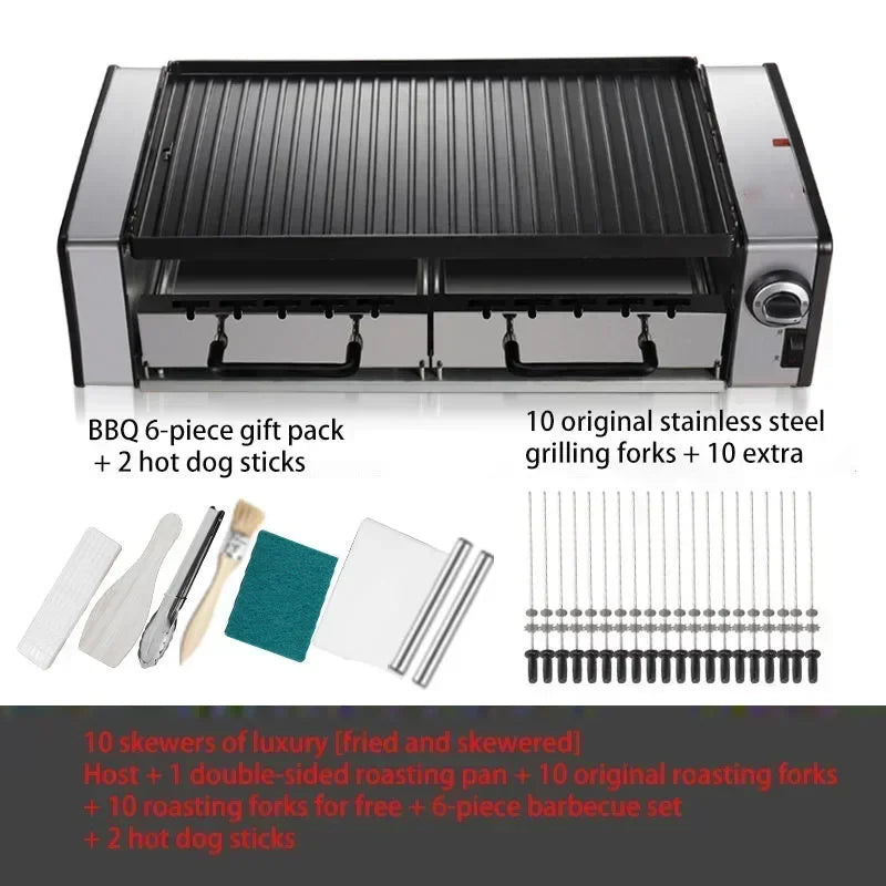 SYK-10 Electric Griddle BBQ Grill smokeless electric oven BBQ electric grill barbecue grill Automatic Rotary Kebab Machine
