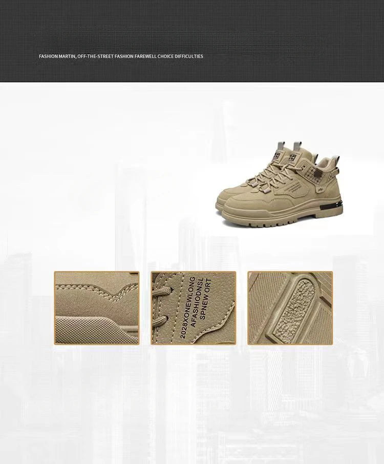 Men's Boots Mens Luxurious Design Casual Shoes Mens Motorcycle Boots Men's Waterproof and Wear-resistant Work Shoes