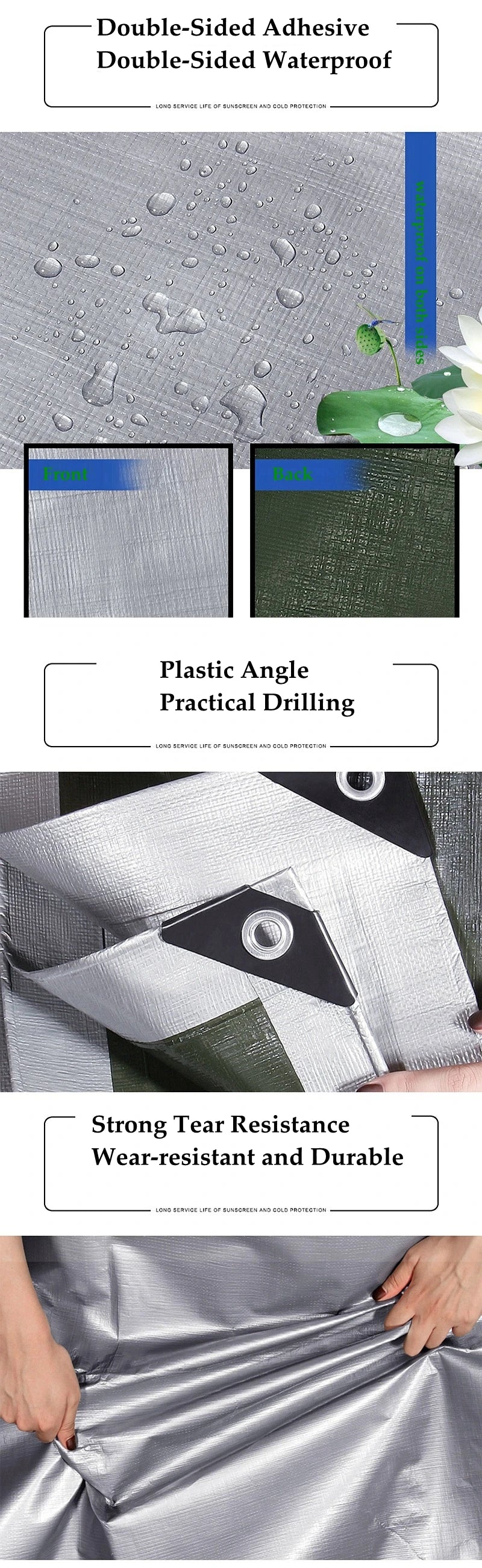 Tarpaulin Garden Cover Waterproof Awning Awning Canvas Oil Cloth Waterproof Canopy for Garden Plants, 0.32mm, Made of Polyethyle