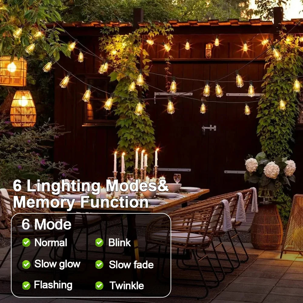 Waterproof Solar Outdoor Lights Garland E27 Shatterproof Socket Solar Light for Outdoor Decorative Solar Garden Lights Fairy