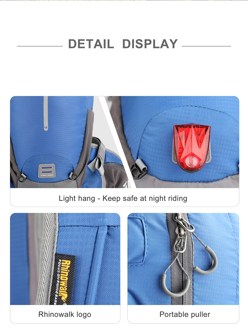 Rhinowalk Climbing Backpack 12L Cycling Backpack Outdoor Sports Bag Travel Backpack Camping Hiking Backpack WIthi Water Bag
