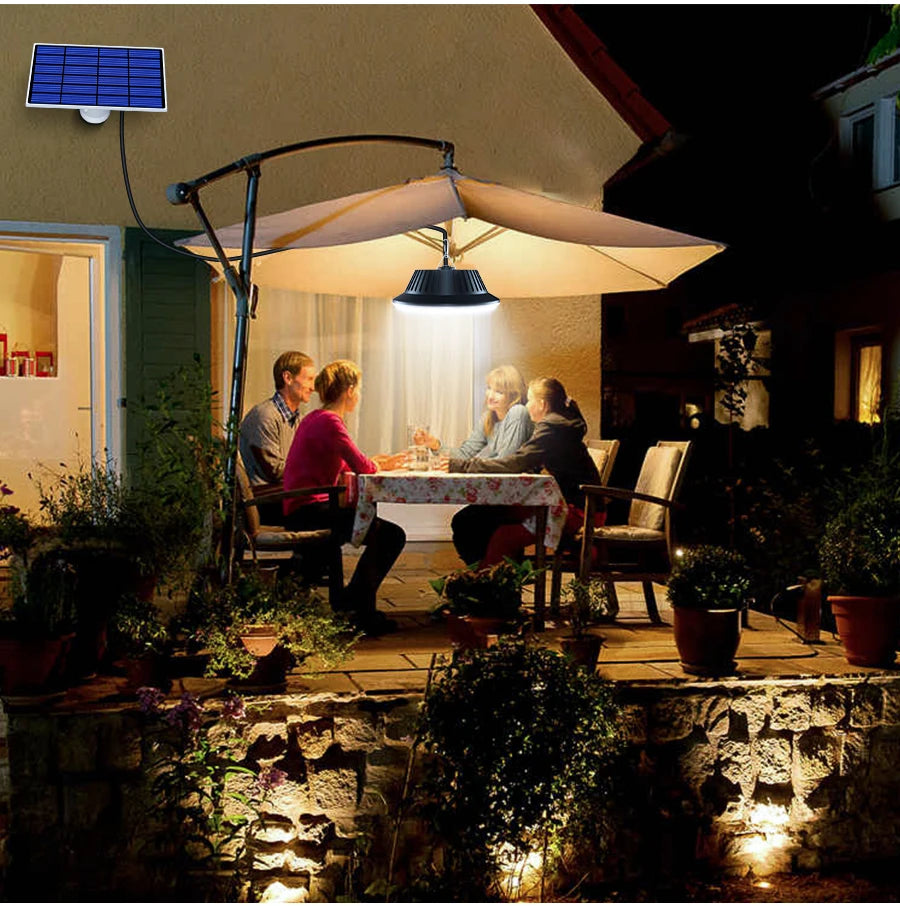 Solar Pendant Light with Motion Detector Outdoor 5M Cord Detached Indoor Waterproof Solar Shed Light for Garage Spotlights