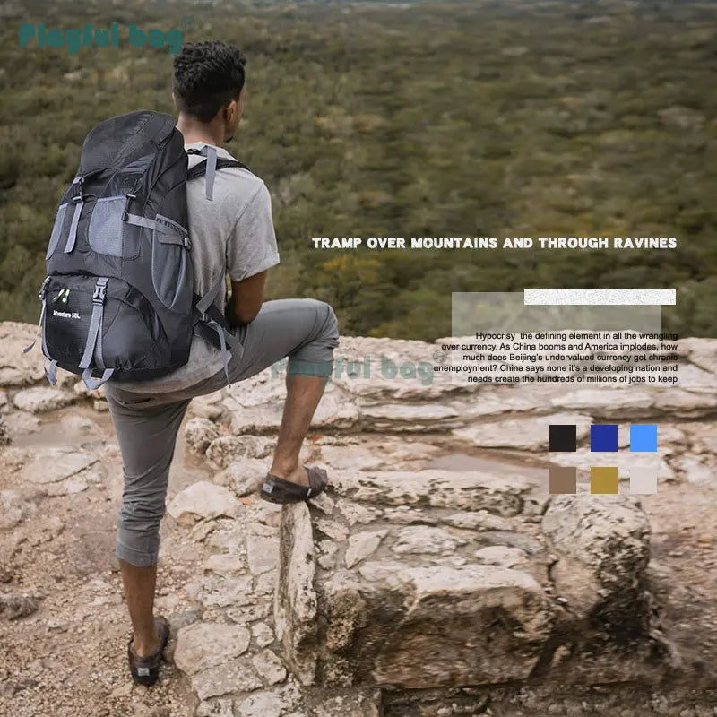 50L Outdoor Mountain Backpack Professional Waterproof Large  Capacity Light Hiking Travel Backpack Adult Bag AVA134