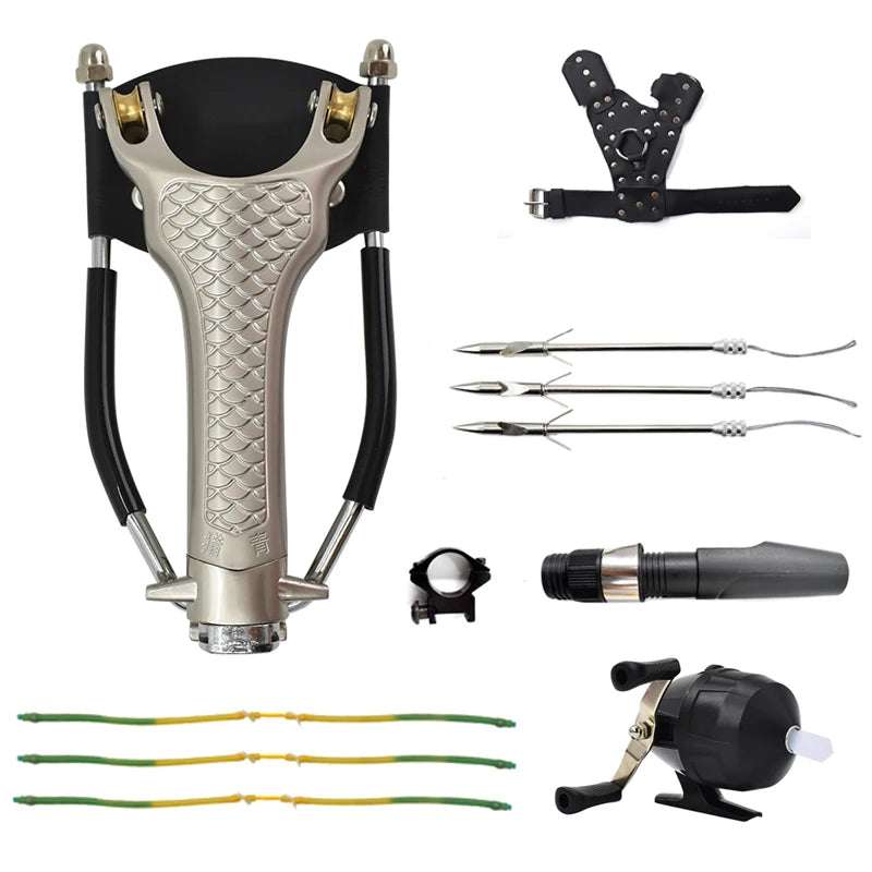 New Pulley Slingshot,Outdoor Hunting Fishing Slingshot Set with Wrist Rest High-speed Shooting Catapult for Adult Competition