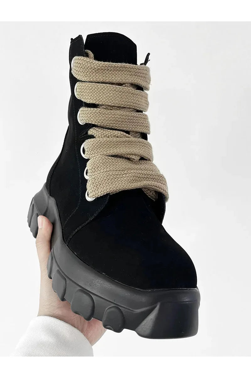 Autumn Motorcycle men Ankle Boots Street Goth Platform Rock Chunky Heels Punk Designer Shoes Knight Short Boots Woman Winter