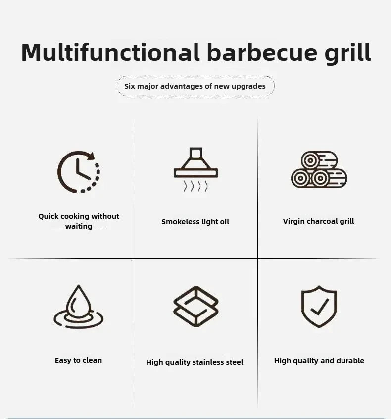 Smokeless Barrel BBQ Grill, Charcoal Rotisserie for Home, Commercial, Outdoor Meat Skewer, Portable Roaster