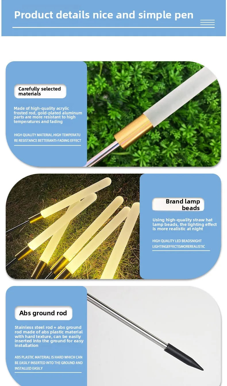 Solar Powered Luminous Reed LED Underground Lamps Outdoor Decorative Flower Stake for Yard Lawn Gardening Garden & Christmas