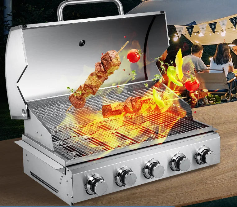 Barbecue Grill Outdoor 4 or 5 Burners Built in Gas BBQ Grill Household Built-in Barbecue Stove