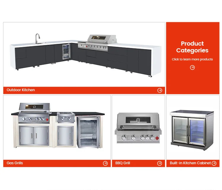 Factory Supply Outdoor Kitchen Professional Stainless Steel 4 Burner Built-in BBQ Gas Grill